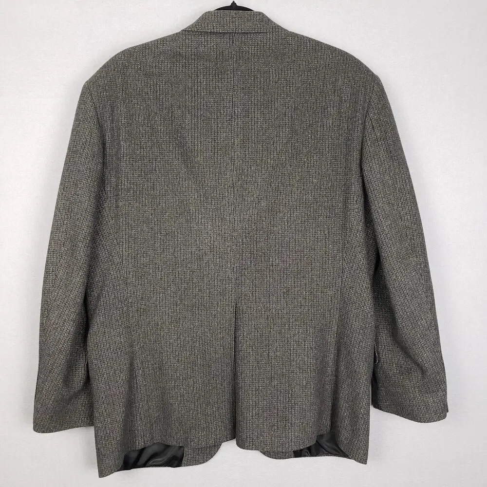 Robert Stock Men's Size 38S Knit Blazer Jacket Brown Blue Wool Camel Hair Career